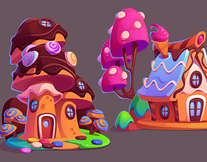 Cartoon candy houses