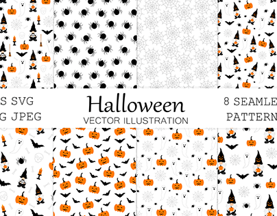 Halloween pattern. Gnomes Halloween Pumpkin pattern