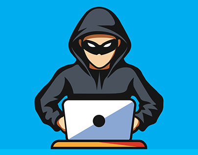 Young anonymous hacker with flat design