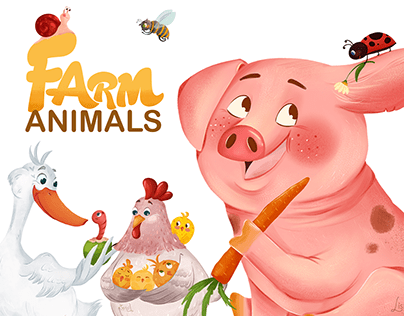 Animals characters. Illustrations of farm animals.