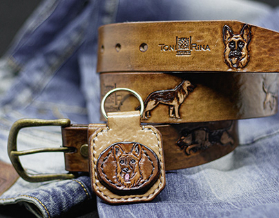 Genuine leather tooled shepherd belt