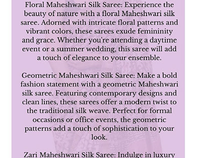 Shop Maheshwari Silk Saree for Every Occasion