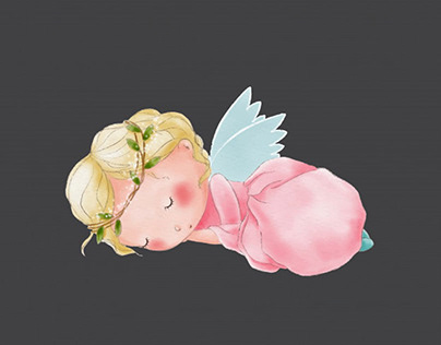 watercolor-cute-cartoon-sleeping-angel