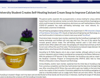 IPB Student Creates Self-Heating Instant Cream Soup