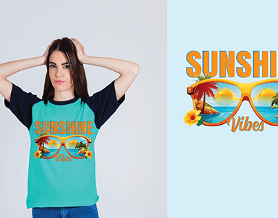 Summer T-Shirt Design ,vibrant,sunny days,beach vibes