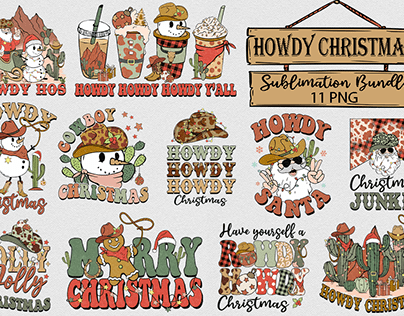 Retro Howdy Christmas Sublimation Bundle