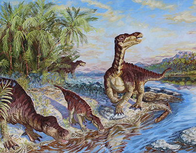 Scientific Illustration (Iguanodon herd)