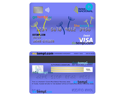 Costa Rica Banco Nacional bank visa debit card