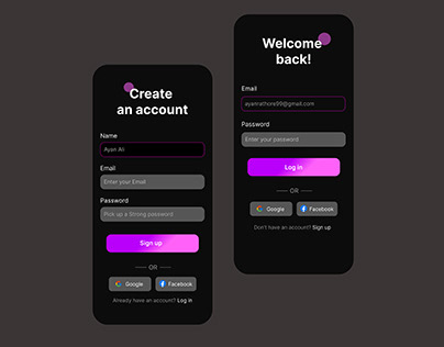 Sign up & Log in Screen