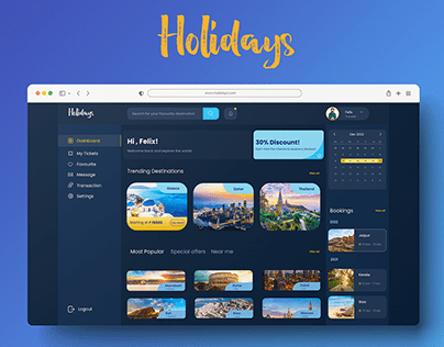 Holidays Travel - dashboard