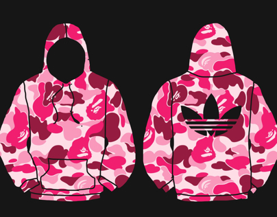 Pink Bape Adidas Hoodie