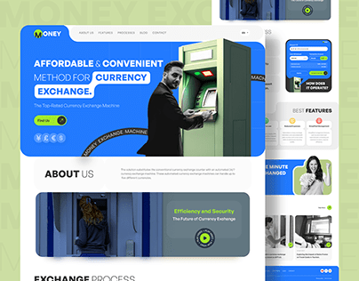 Currency Exchange Machine - Fintech Landing Page Design