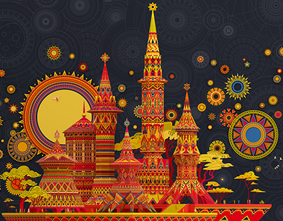Gold City. New Russian Style. Art Project. 3D ART