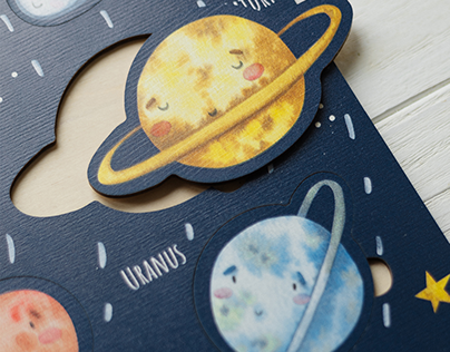 Illustrations for Solar System Wooden Puzzle