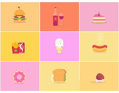 Let's eat! Animated Food Icons Set
