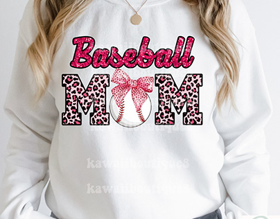 Baseball Mom Coquette Glitter Png