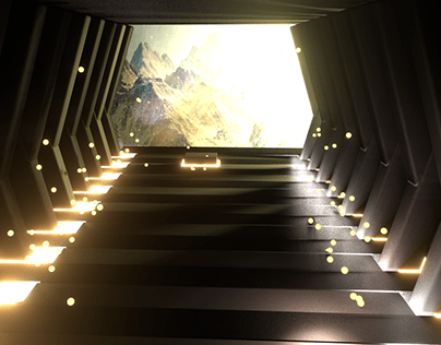 Hall in the mountains in Blender