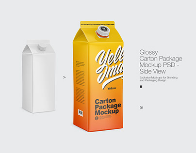 Glossy and Matte Juice Carton Package Mockup