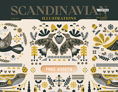 Scandinavian Illustration | bird with floral decoration