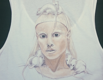 Yolandi from Die Antwoord. Acrylic on t-shirt.