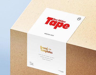 Box Sticker Tape Mockup