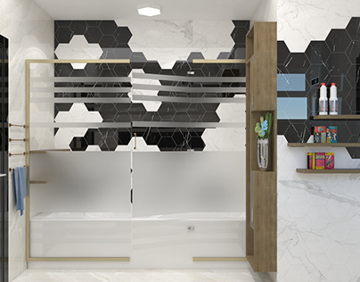 Hexa White&Black Bathroom