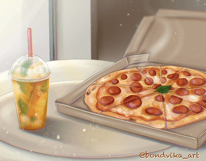 Pizza with juice