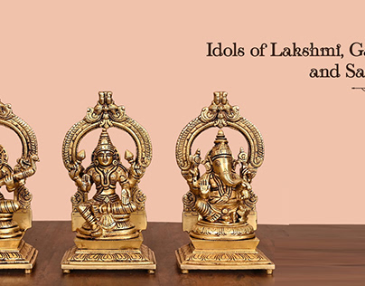 A Ganesha, Lakshmi, and Saraswati idol