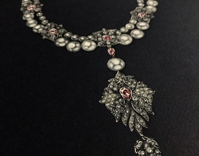 Gouache Reproduction of Cartier necklace