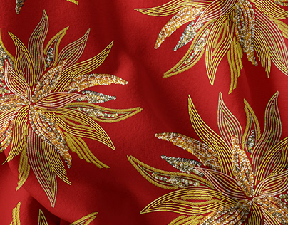 Golden sun embroidery pattern