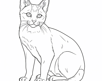 Floral Cat Coloring page for adult