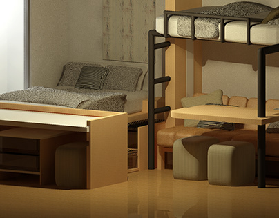 Furniture system for a 22sq. meter microhome