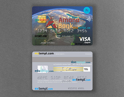 Somalia Amana Bank visa debit credit card template