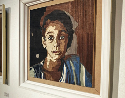 Wood veneer portrait