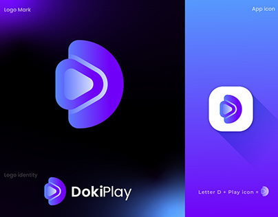 Modern D Letter Logo, Letter D + Play icon