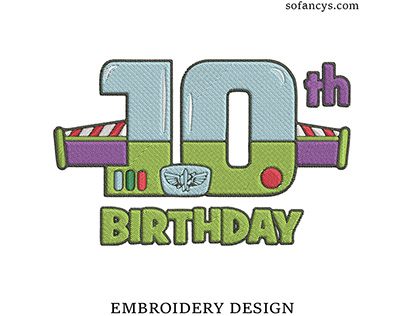 10th Birthday Buzz Lightyear Embroidery Designs