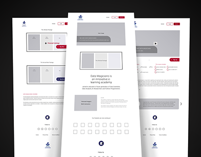 Data Magicians - Wireframe Home, Courses, Sign up Pages