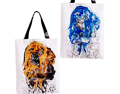 Halloween Ink Drawings / Double-sided Tote Bags
