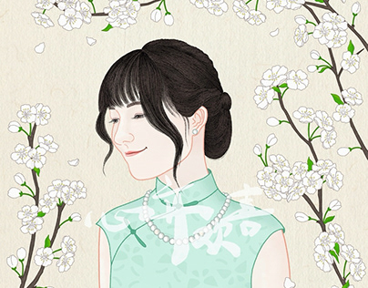 Girl in qipao(cheongsam) and flowers