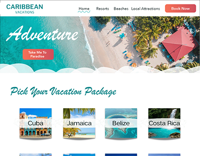 Caribbean Vacations Website Mockup