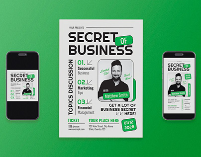 Green Utilitarian Secret of Business Flyer Set