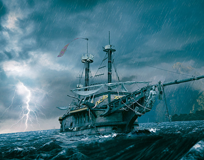 the ship on rain