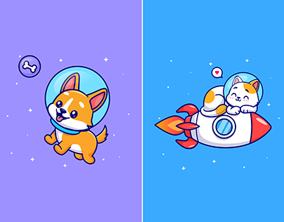 Cat and Dog in Space🐱🐶🚀