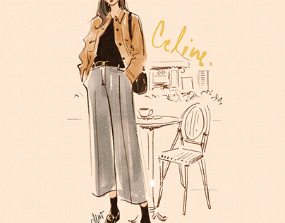 Celine Parisian fashion illustration