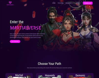 Project thumbnail - Martialverse - Video Game Landing Page