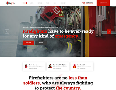 Fire Fighter PSD Website Landing Page