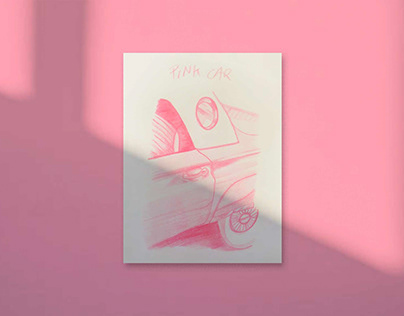 SPEED DRAWING - pink vintage car