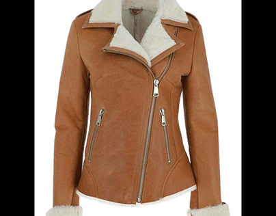 Brown Leather Biker Jacket For Women