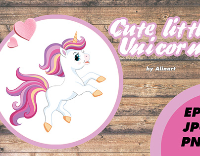 Little Cute Unicorn Vector Illustration