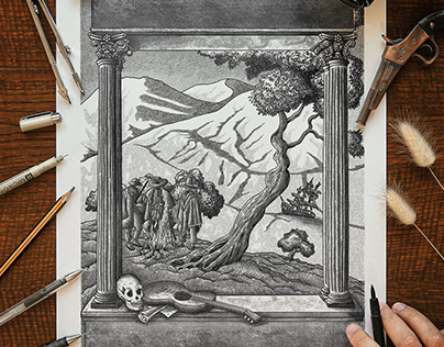 Pen & Ink Engraving Book Cover